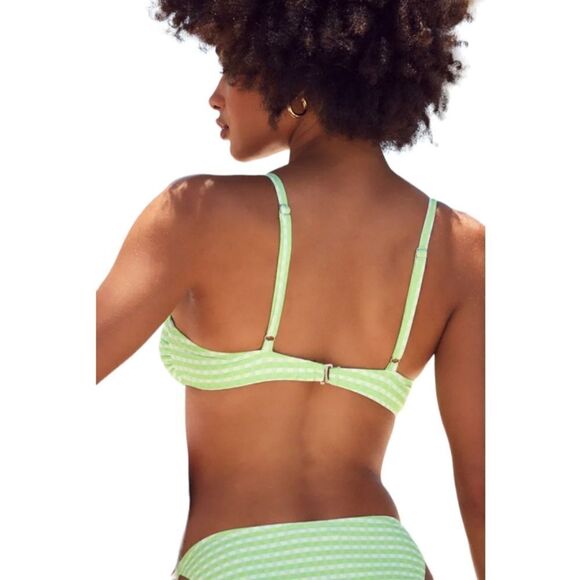 Lulus NWT Check Yourself Out Light Green Gingham Bikini Set Top M Bottom S - Picture 6 of 10